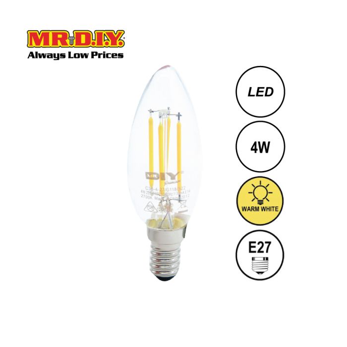 MR.DIY) LED Candle Bulb 240V 4W E14 - Warm White