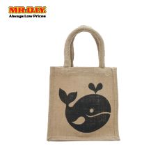 Little Jute Lunch Bag with Whale Design (20x20x10cm)