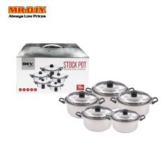 (MR.DIY) Premium Stainless Steel Stock Pot Set (5pcs)