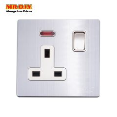 (MR.DIY) Premium Alluminium Plated 1-Gang SP Switched Socket Outlet 13A (9cm)