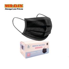 [BEST SELLER] MILKON 3-ply Disposable Medical Face Mask Black (50 pieces)