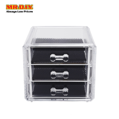 (MR.DIY) Durable Acrylic Cosmetic Makeup Jewelry Stackable 3 Tier Drawer Organizer Storage (15.3cm x 12.1cm)