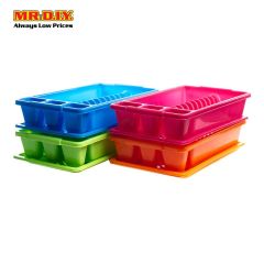 Plastic Dish Holder with Drain Board and Utensil Cup