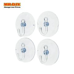 JIA WEI Transparent Suction Cup Hooks Wall Multipurpose Adhesive Punch-Free (4pcs)