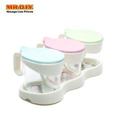 (MR.DIY) Plastic Condiment Containers with Spoon Set (3pcs)
