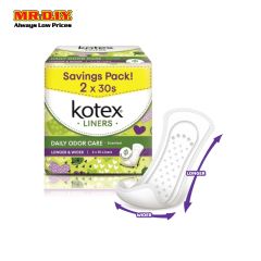 KOTEX Daily Odor Care Longer & Wider Liners (2x 30pcs)
