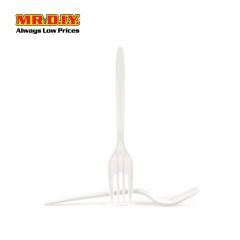 (MR.DIY) Disposable Plastic White Thick Durable Fork 50pcs (16.3 x 2.5cm)