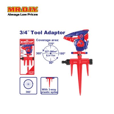 [PRE-ORDER] EMTOP Plastic auto gear sprinkler 3/4 Tool Adapter - ESNE13602
