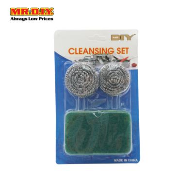 (MR.DIY) Stainless Steel Scouring Balls And Dual-Sided Scouring Sponge Cleaning 