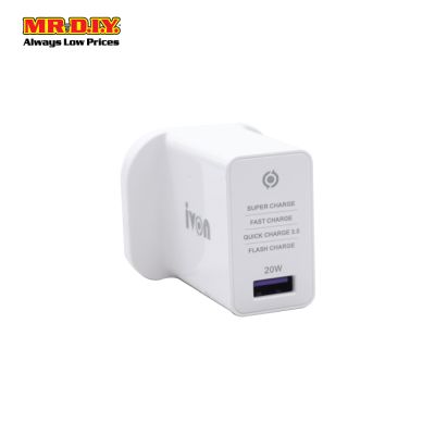 (MR.DIY) Super Fast Charger 20W 4.0A Digital Adapter USB Connection Cable