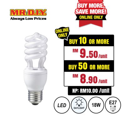 (MR.DIY) Spiral Shape LED Bulb Daylight 18W (1pcs)