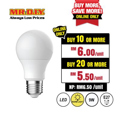 (MR.DIY) LED Brilliant Round shape Bulb Warm White 9W