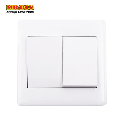 (MR.DIY) Premium 10AX 2 Gang 1 Way SP Switch (9cm x 9cm)