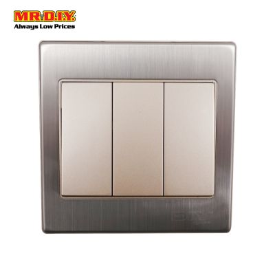 (MR.DIY) Stainless Golden 3 Gang 1 Way Switch