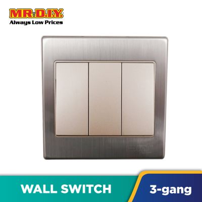 (MR.DIY) Stainless Golden 3 Gang 1 Way Switch