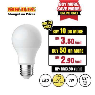 (MR.DIY) LED A60 Bulb Warm White E27 (7W)