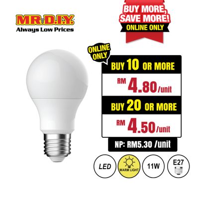 (MR.DIY) LED A60 Bulb Warm White E27 (11W)