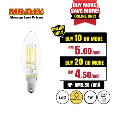 (MR.DIY) LED Candle Bulb 240V 4W E14 - Warm White