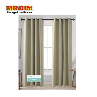 (MR.DIY) Shiny Plain Curtain Window Ring Eyelet Semi Blackout (140 X 260cm)