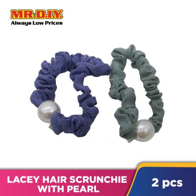 (MR.DIY) Lacey Hair Scrunchie With Pearl (2 pieces)