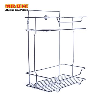 (MR.DIY) Wall-Mounted Stainless-Steel 2-Layer Bathroom Rack (29cm x 35cm)