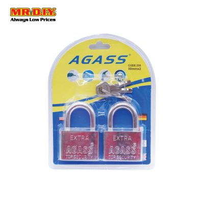 AGASS Safety Extra Chrome Plated Brass Padlock (2pcs x 50mm)