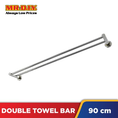 (MR.DIY) Stainless Steel Double Layer Towel Bar Rack (90cm)