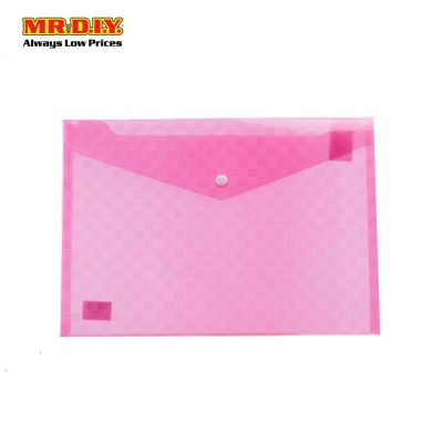 (MR.DIY) Checkered Snap Button Document Folder Pink (1pc)
