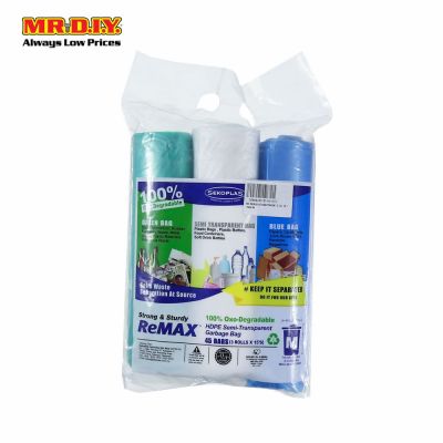 SEKOPLAS ReMAX HDPE Semi-Transparent Garbage Bag M Size (3 x 15pcs)