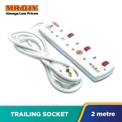 LWD 3-Gang Way Extension Trailing Socket (2m)