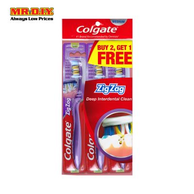COLGATE Zig Zag Medium Toothbrush Buy 2 Free 1 (POLYBAG)