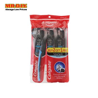 COLGATE Slim Soft Charcoal Ultra Soft Toothbrush 3 PCS