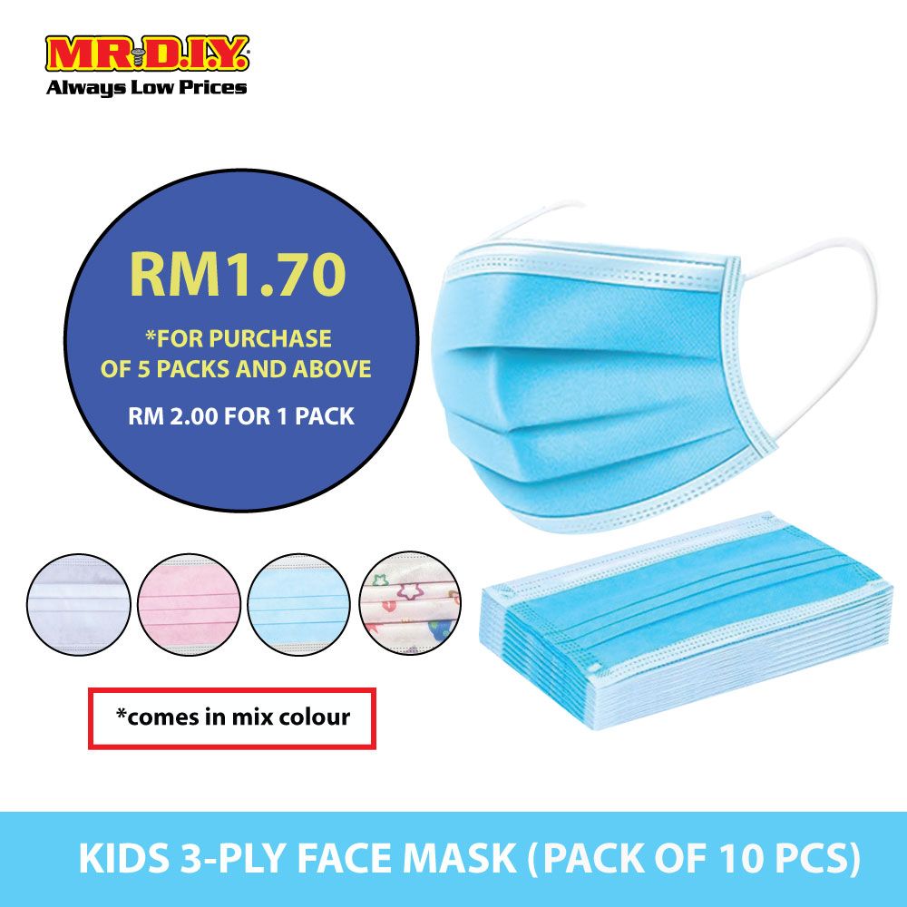 MR.DIY Disposable 3-Layer Filter Kids Face Mask (10pcs)
