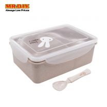 (MR.DIY) Wheat Straw Lunch Box with Spoon (17.5cm x 13cm)