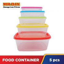 (MR.DIY) Rectangular Rainbow Color Food Keeper Plastic Tupperware Container (5 pieces)