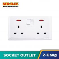 (MR.DIY) Premium 13A 2 Gang SP Switched Socket Outlet (15cm x 9cm)