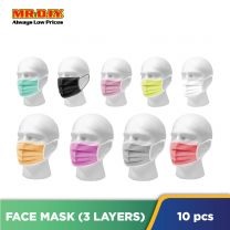 (MR.DIY) Disposable 3-Layer Filter Colour  Face Mask (10pcs)