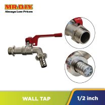 SZW Wall-Mounted Brass Faucet Ball Valve Bib Tap (1/2")