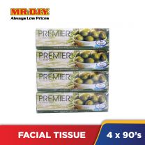 PREMIER Facial Tissue 1 Ply  (4 Boxes x 90 Sheets)